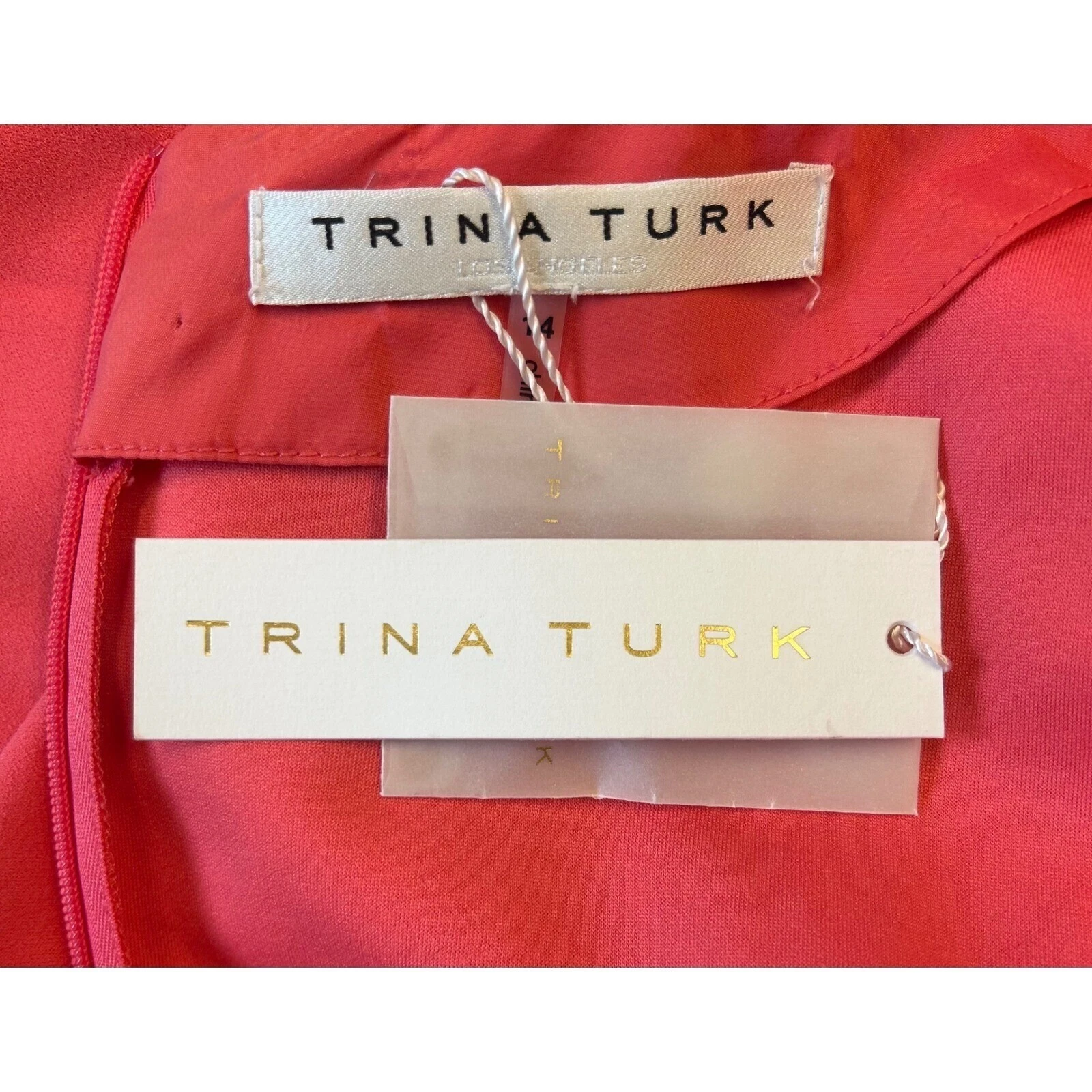 Trina Turk Incomparable Long Balloon Sleeve Dress Coral Pink Size 14 $248 - Image 3