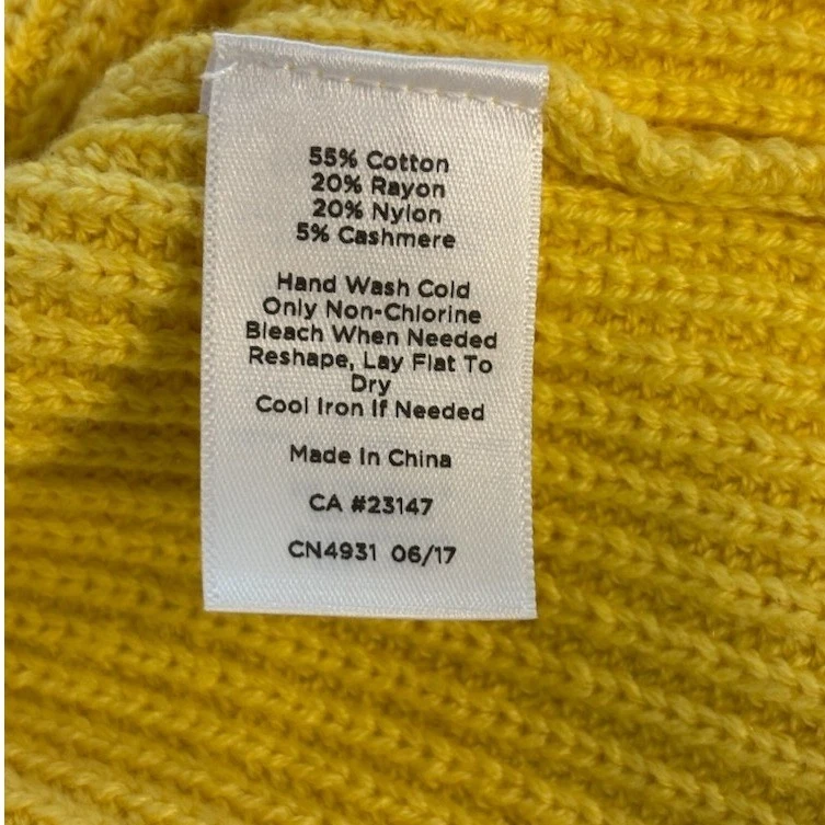 Talbots Sweater Women's Size Small Yellow Cable Knit Peplum Cotton Blend - Image 4