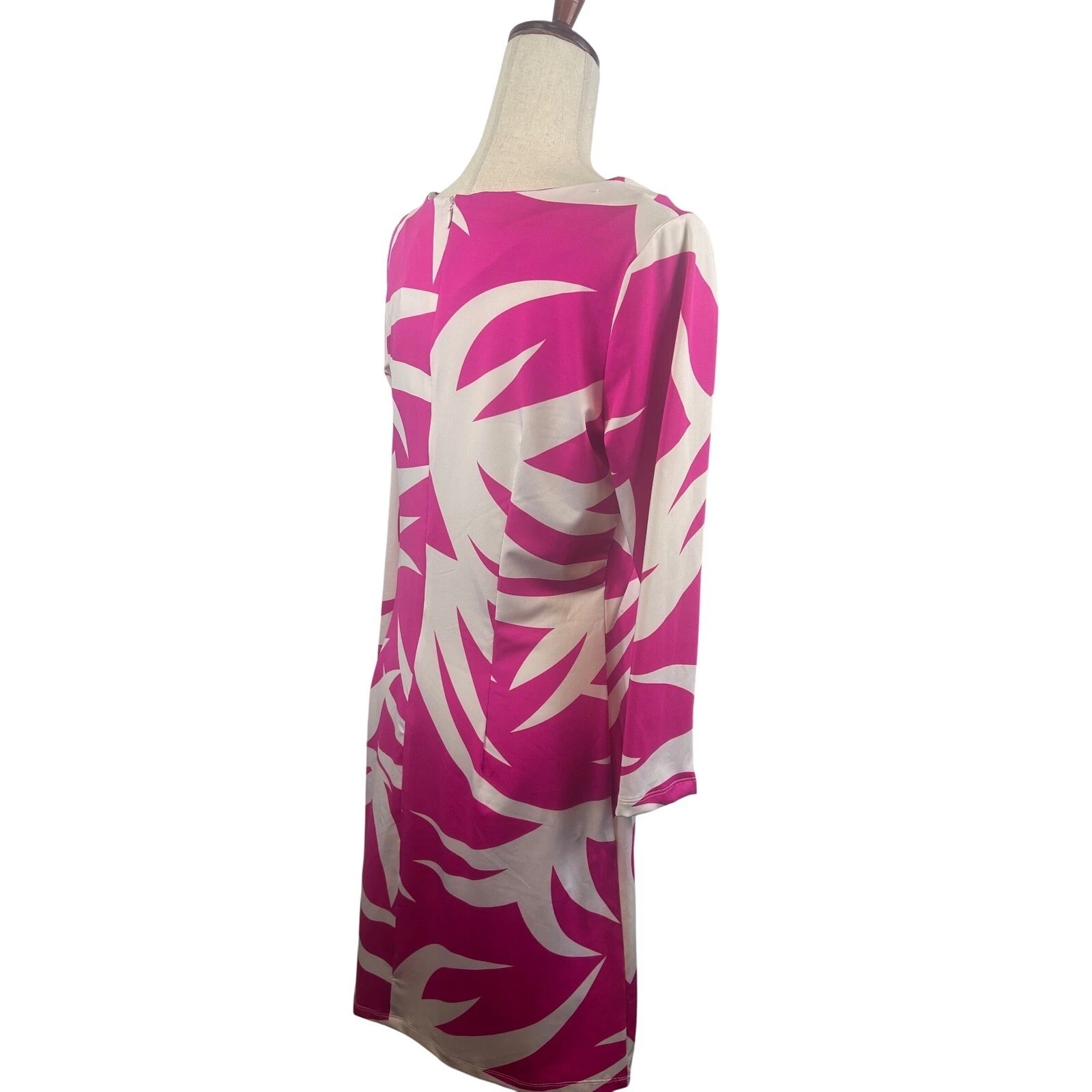 New Julie Brown NYC Pink Pineapple Print Sheath Dress 3/4 Sleeve Size Large $170 - Image 2