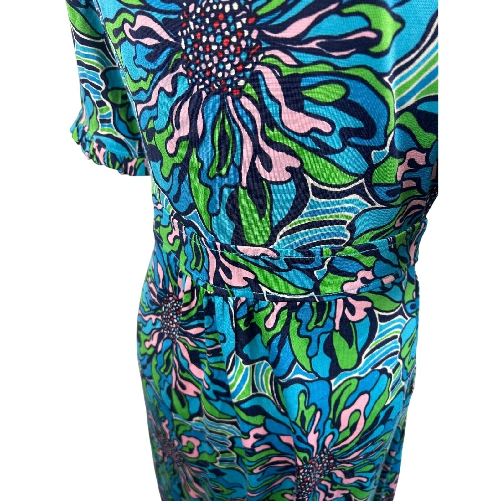 Lilly Pulitzer Floral Print Silk Blend Dress Career Party Cruise Size Medium - Image 3