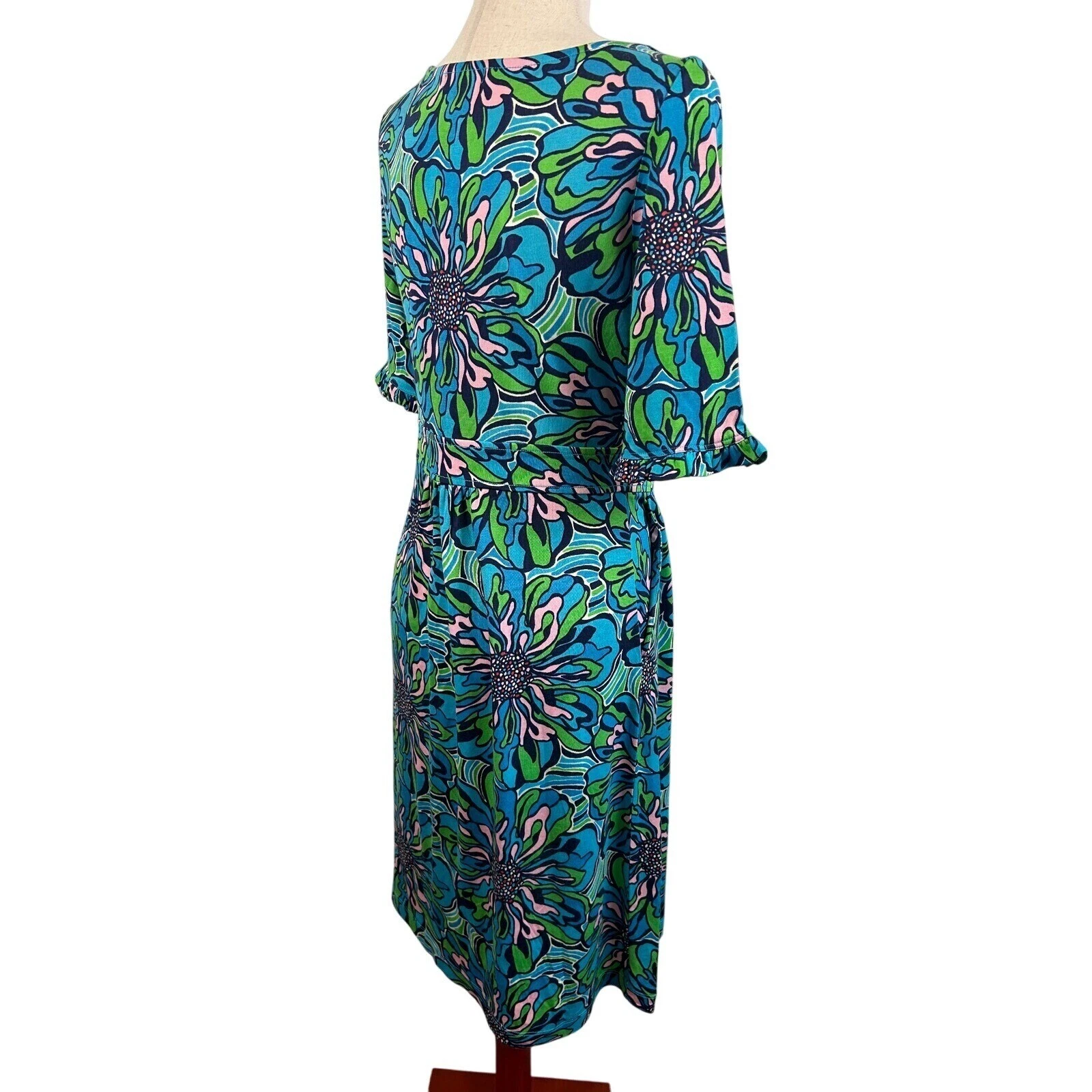 Lilly Pulitzer Floral Print Silk Blend Dress Career Party Cruise Size Medium - Image 6