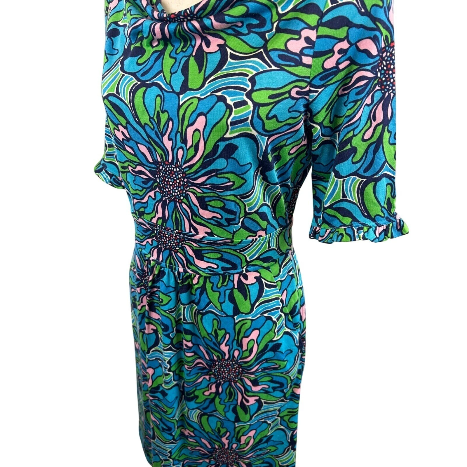 Lilly Pulitzer Floral Print Silk Blend Dress Career Party Cruise Size Medium - Image 7