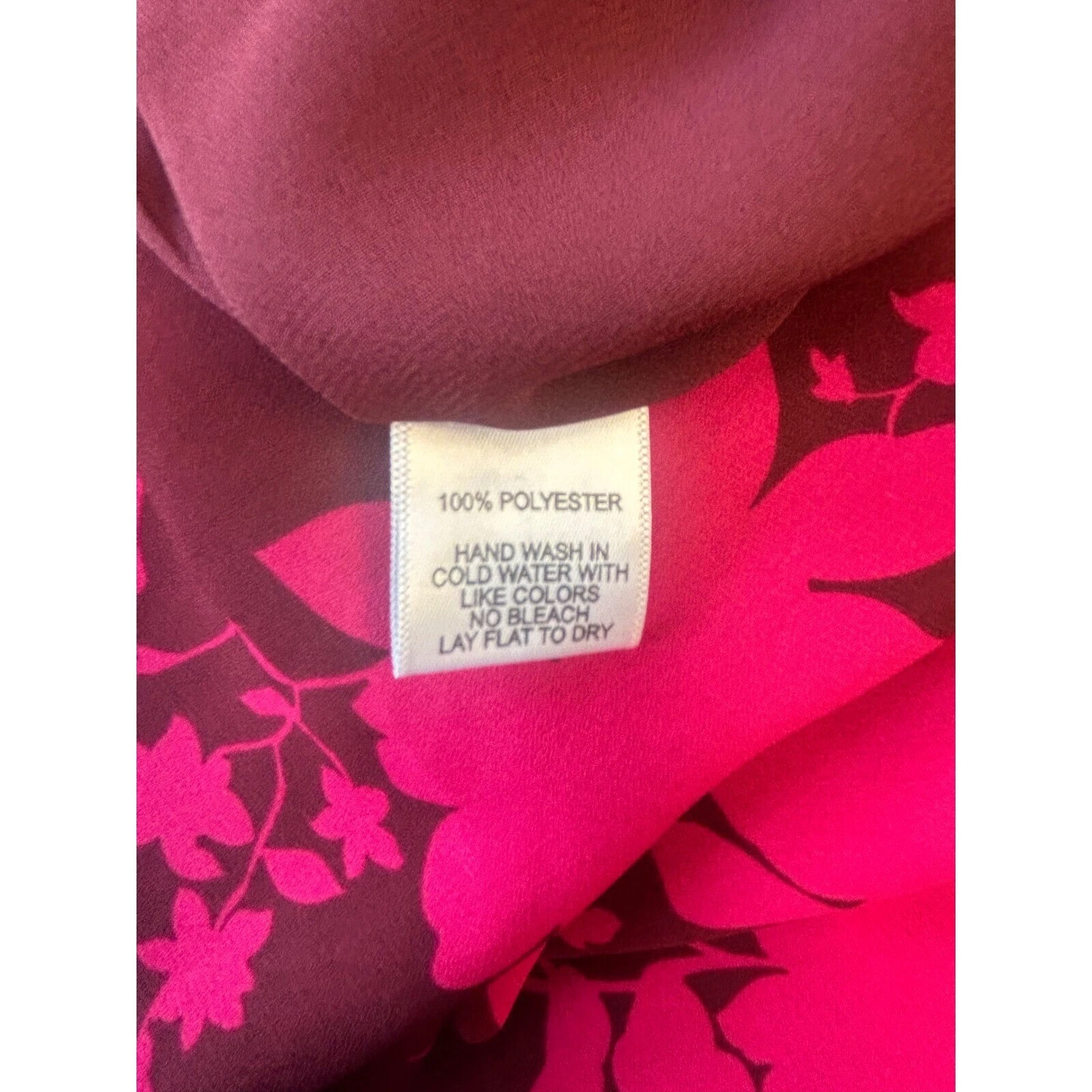 Gibson Floral Ruffle Mock Neck Sleeveless Shift Dress Burgundy Pink M - Image 5