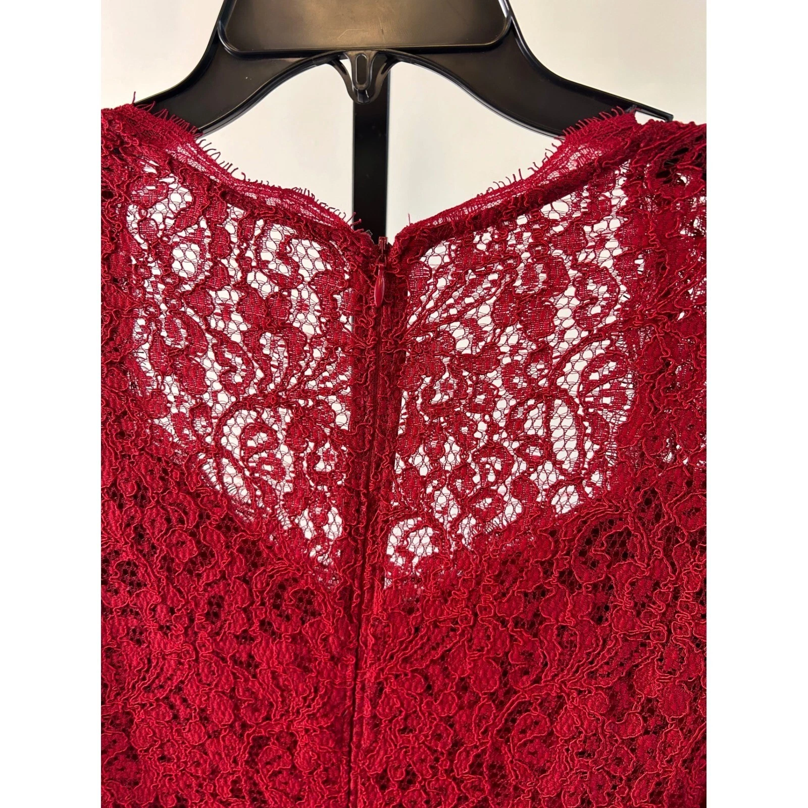 New Adrianna Papell Red Lace Jumpsuit 3/4 Sleeve Evening Party Women's Size 8 - Image 5