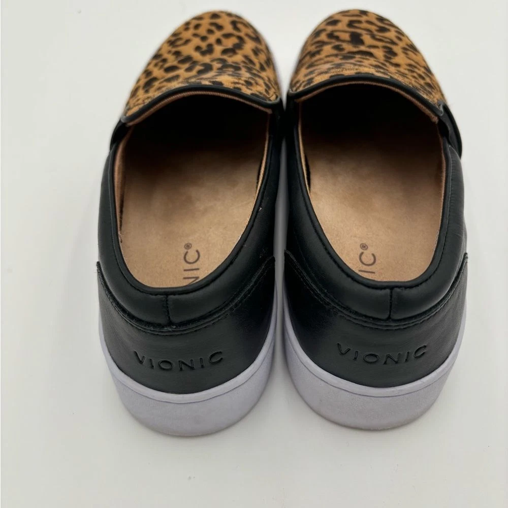 Vionic Demetra Tan Leopard Leather Slip On Shoes Women's Size 7 - Image 4