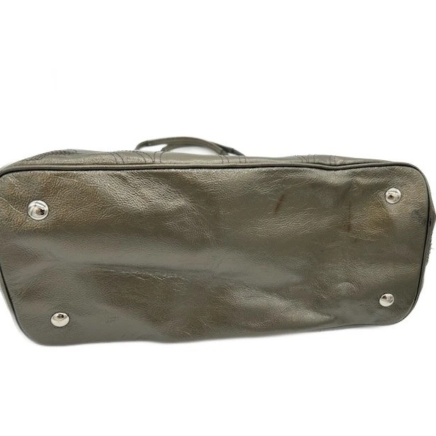 Coach Olive Green Signature Stitch KissLock Satchel Purse Handbag Designer 10x14 - Image 3