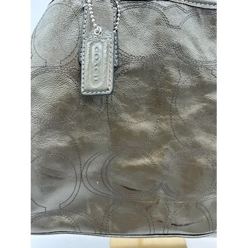 Coach Olive Green Signature Stitch KissLock Satchel Purse Handbag Designer 10x14 - Image 5