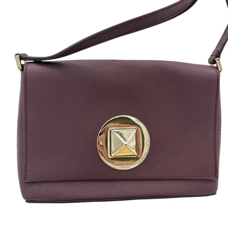 Kate Spade New York Crossbody Bag Wine Burgundy Leather Shoulder Purse - Image 2