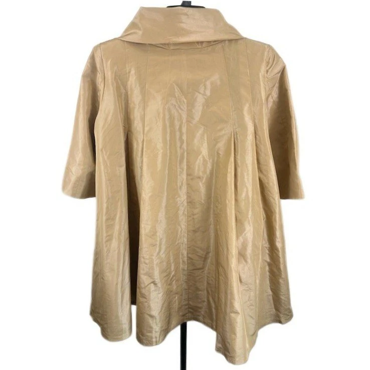 Juan Carlos Pinera Silk Swing Coat Beige Wide Collar Jacket Size Small - Image 2