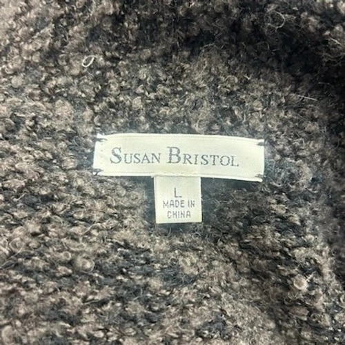 Susan Bristol Cardigan Sweater Women's Size Large Gray Knit Toggle Shawl Collar - Image 3