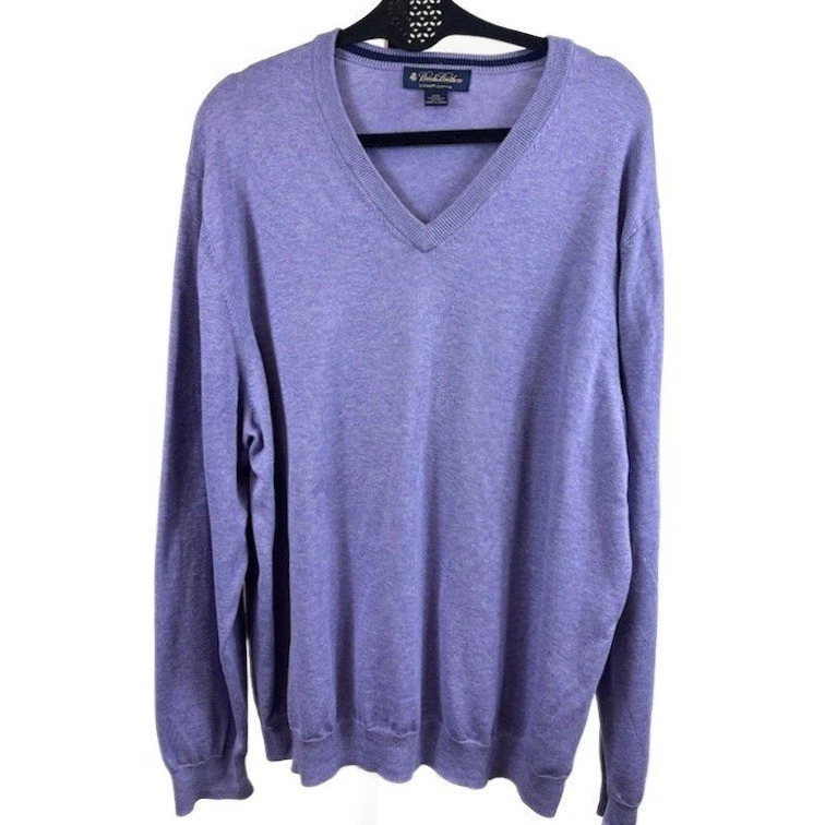 Brooks Brothers Men's Size XXL Supima Cotton Lavender V-Neck Sweater
