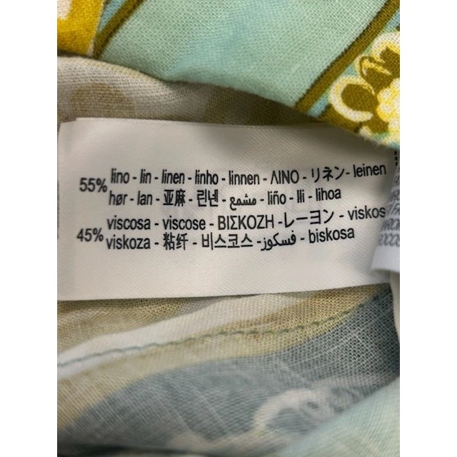 Zara Linen Blend Pants Wide Leg Patterned High Waist Yellow Blue Size M - Image 3