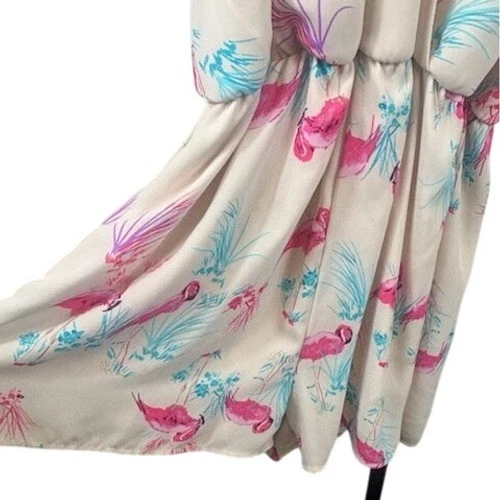 Everly Pink Flamingo Print Shorts Romper Halter Neck Sleeveless Size Medium - Image 5