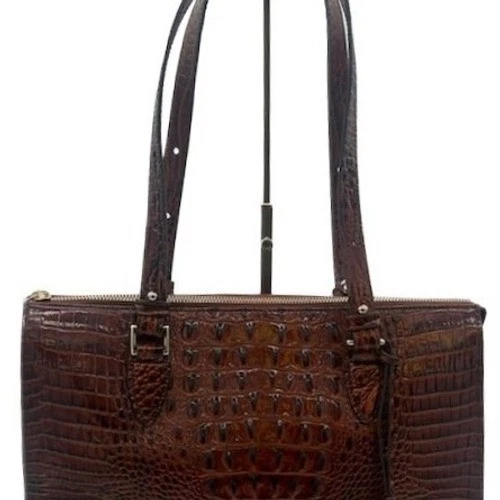 Brahmin Anywhere Tote Dark Brown Embossed Croc Leather Handbag Pure - Image 5