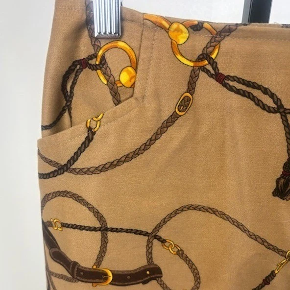 Talbots Equestrian Print Skirt Pockets Horse Bit Belt Preppy Chic Size 6 - Image 3