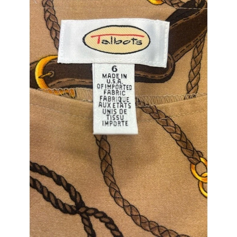 Talbots Equestrian Print Skirt Pockets Horse Bit Belt Preppy Chic Size 6 - Image 4