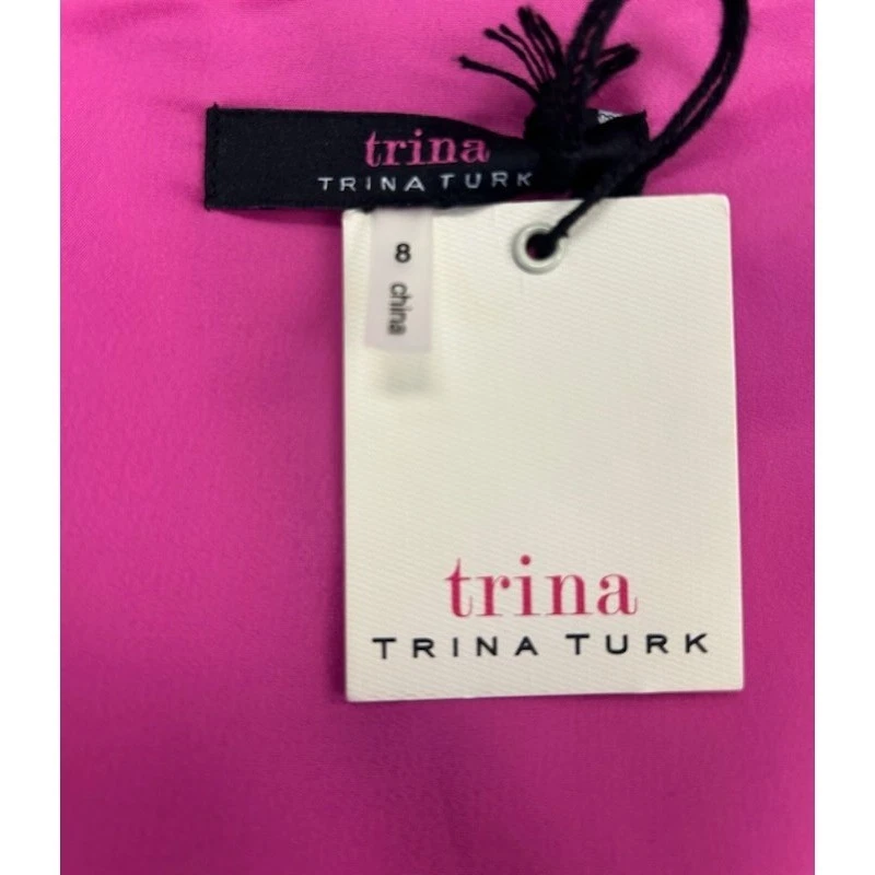 Trina Turk Fuchsia Pink Bell Sleeve Dress Career Cocktail Party Size 8 New - Image 4