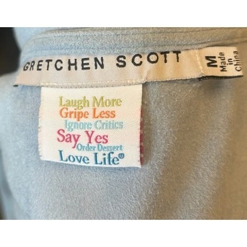 Gretchen Scott "Suede" Waterfall Drape Cardigan Pockets Cozy Blue Size Medium - Image 5