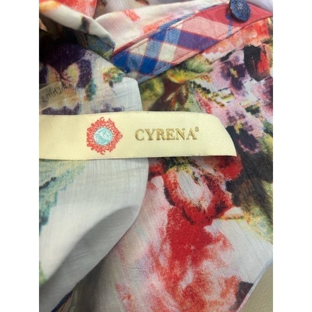 Cyrena Floral Print Sleeveless Button Down Shirt Tunic Dress Casual Size Small - Image 4