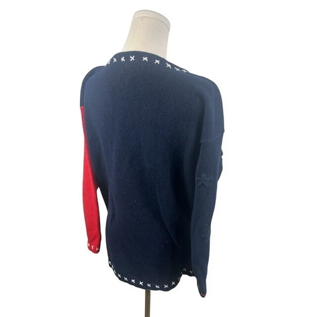 DBL American Flag Stars Stripes Knit Sweater USA Red White Blue Vintage Size M - Image 6