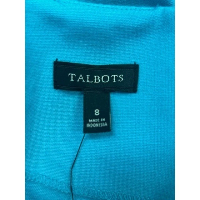 Talbots Sheath Dress Boat Neck Career Casual Teal Blue Size 8 - Image 4