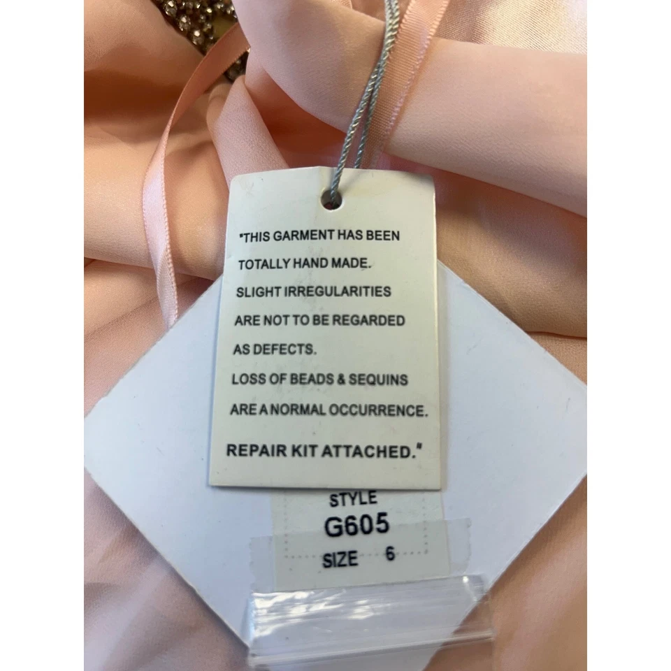 New Glow Brand Pink Dress Hand Beaded Crystal Bodice Formal Gown Evening Size 6 - Image 3