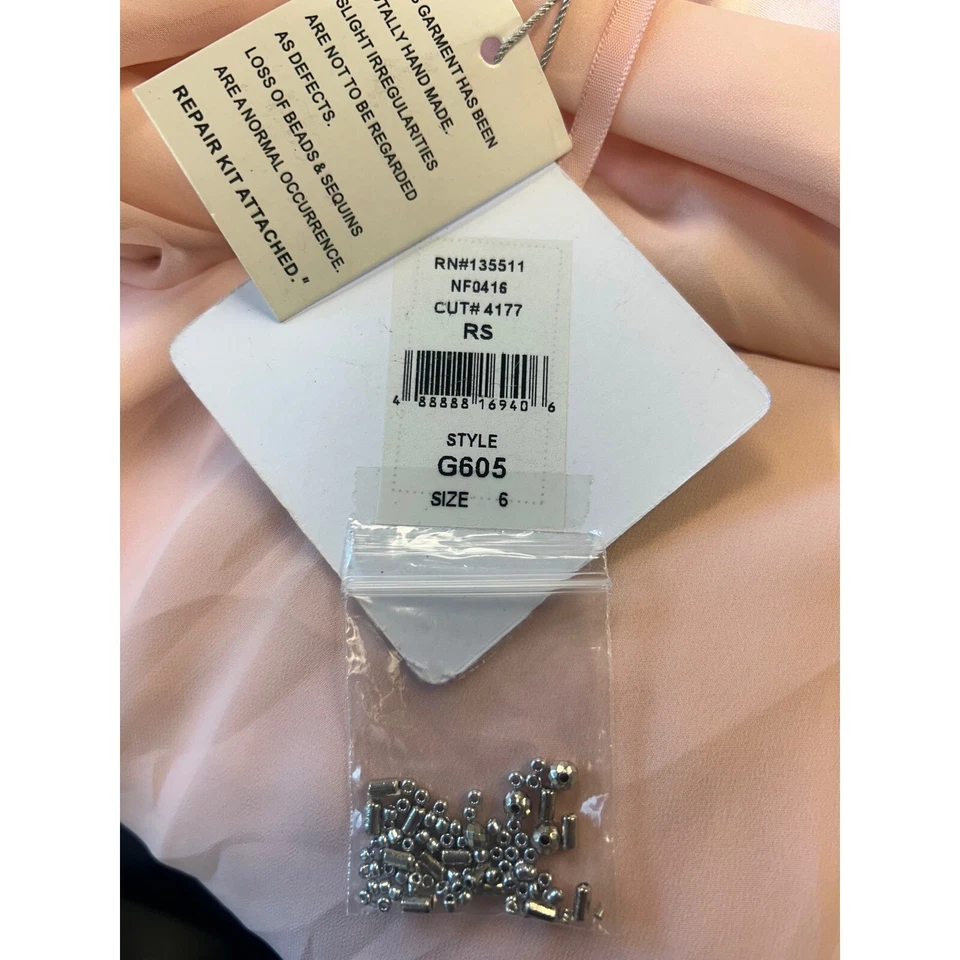 New Glow Brand Pink Dress Hand Beaded Crystal Bodice Formal Gown Evening Size 6 - Image 5