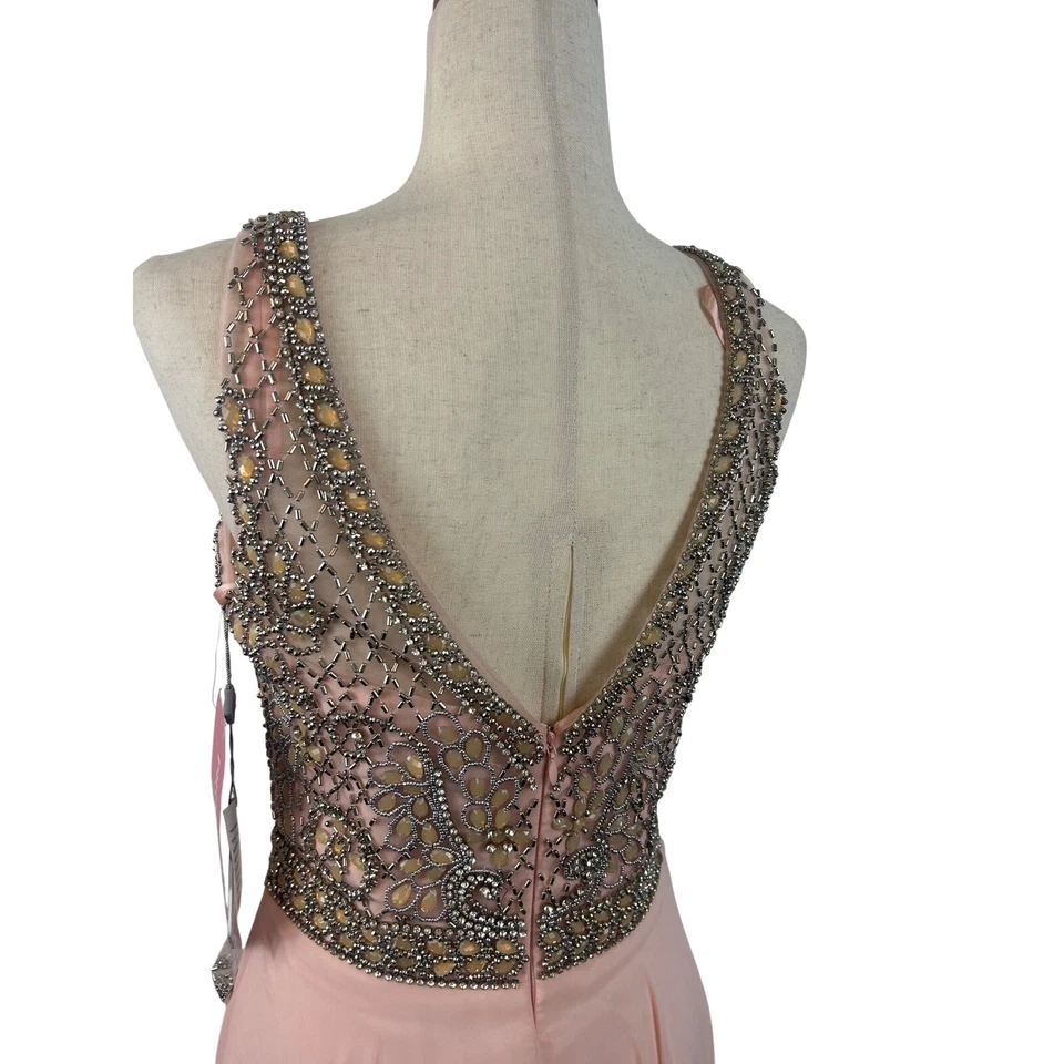 New Glow Brand Pink Dress Hand Beaded Crystal Bodice Formal Gown Evening Size 6 - Image 7