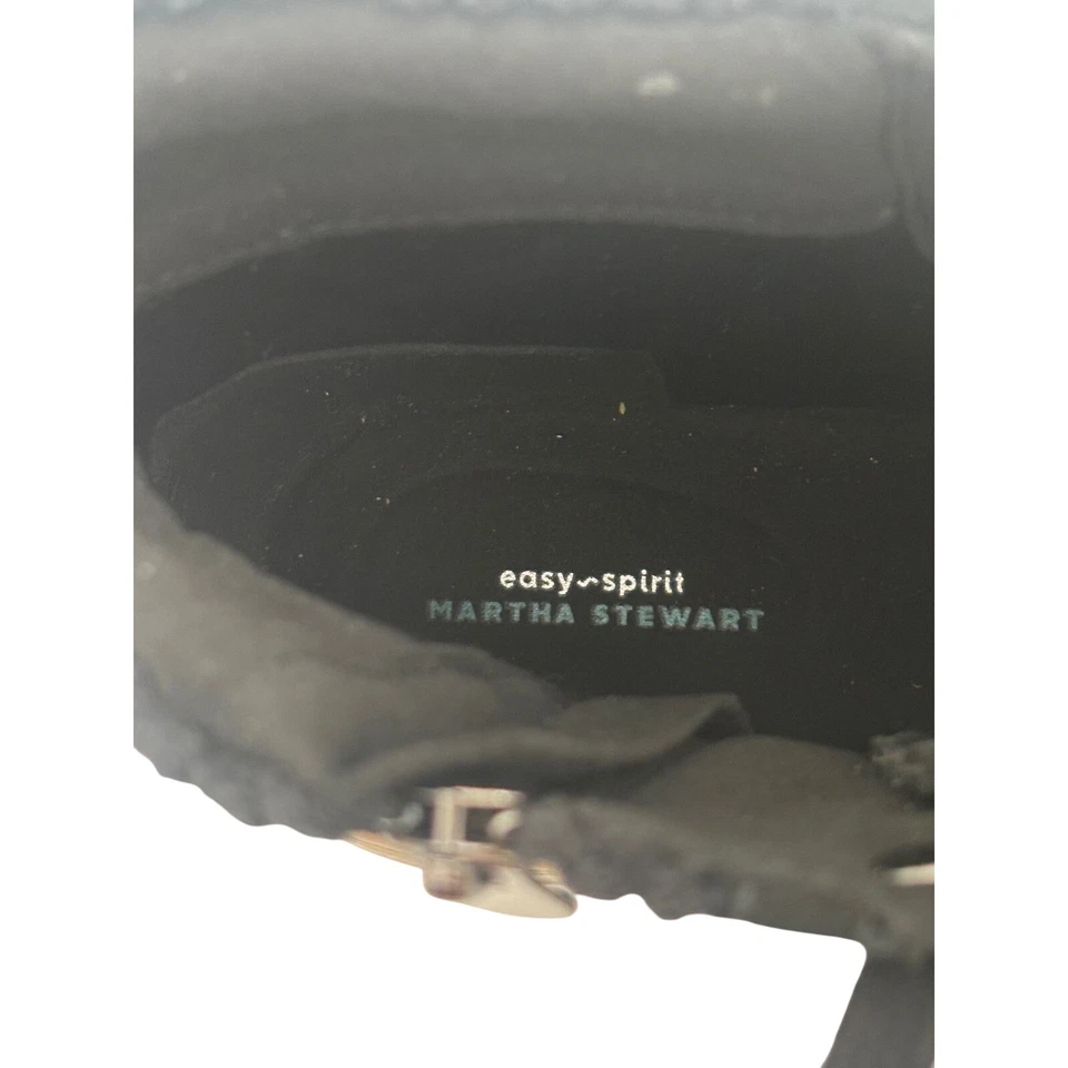 New Easy Spirit Martha Stewart Selakely Quilted Lace Up Ankle Boots Black 8.5M - Image 4