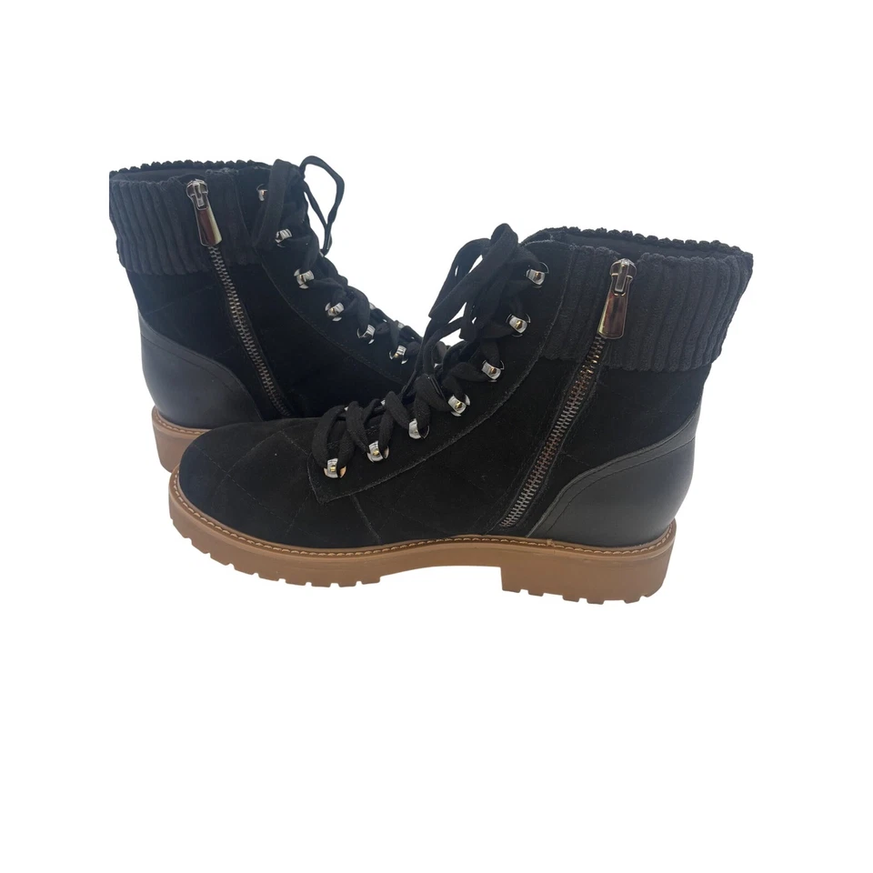 New Easy Spirit Martha Stewart Selakely Quilted Lace Up Ankle Boots Black 8.5M - Image 5