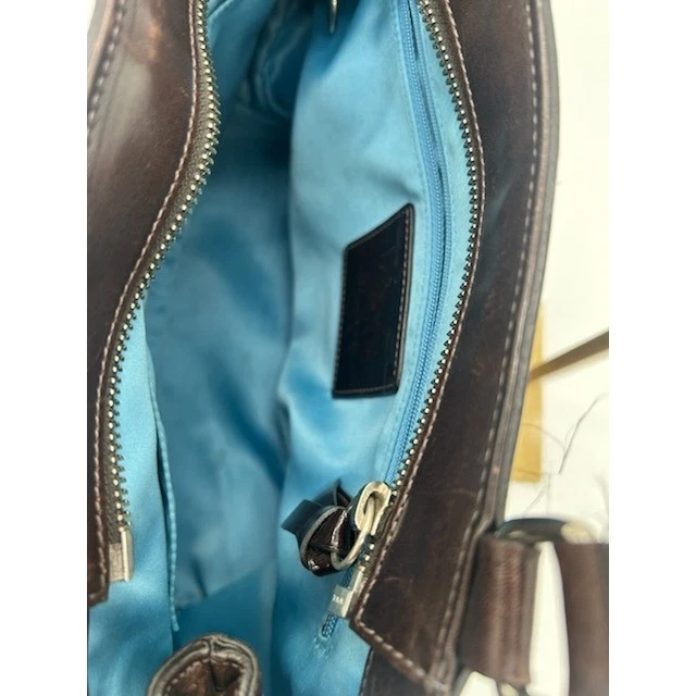 Y2K Coach Houndstooth Satchel Bag Purse 14X9X4.5 with Brown Leather Wristlet 8x4 - Image 7