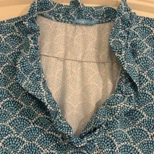 J.McLaughlin Blue Ruffle Collar 3/4 Sleeve Tunic Too Blouse Size XL - Image 3