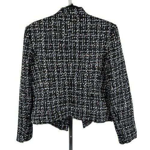 Tommy Hilfiger Blazer Women's Size 14 Black White Metallic Tweed Jacket - Image 2