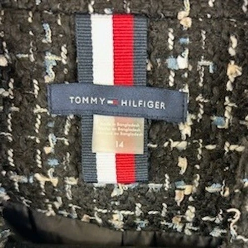 Tommy Hilfiger Blazer Women's Size 14 Black White Metallic Tweed Jacket - Image 4