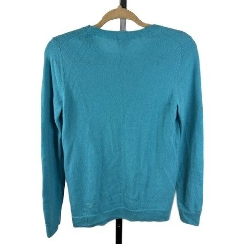 Talbots Sweater Women's Size Medium Blue Pure 100% Cashmere Crewneck Soft - Image 2