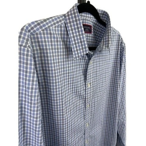 New UNTUCKit Men's Size Large Blue Gingham Wrinkle-Free Button-Down Shirt - Image 3