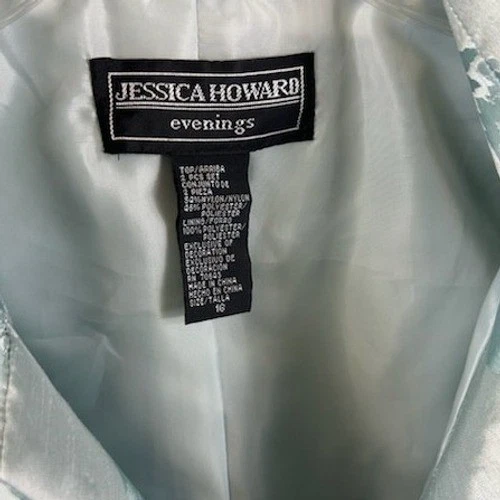 Jessica Howard Evenings Women's Size 16 Seafoam Floral Jacket Dress 2 Piece Set - Image 8