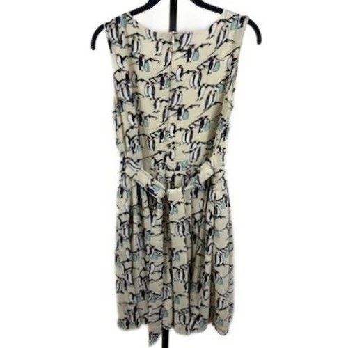 L.A. Soul Penguin Dress Women's Size Medium Beige Print Sleeveless Belted - Image 4