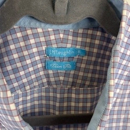 J.McLaughlin Shirt Men's Size XL Blue White Red Plaid Trim Fit Button Down Top - Image 3