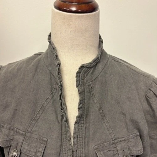 INC International Concepts 100% Linen Jacket Women's Size Medium Olive Green - Image 4