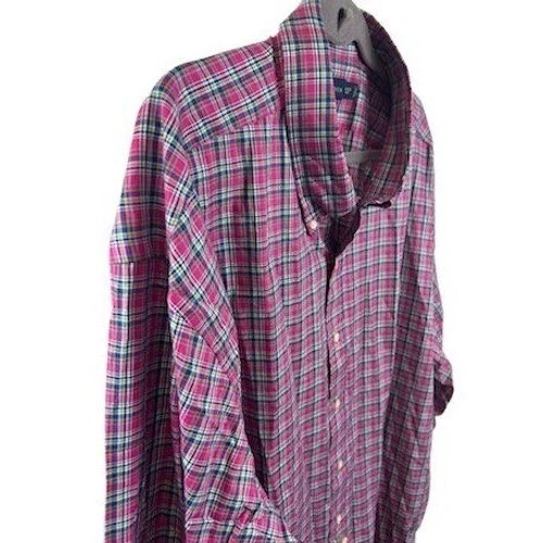 New Ralph Lauren Plaid Shirt Men's Size 4XB Pink Blue Classic Fit Button Down - Image 2