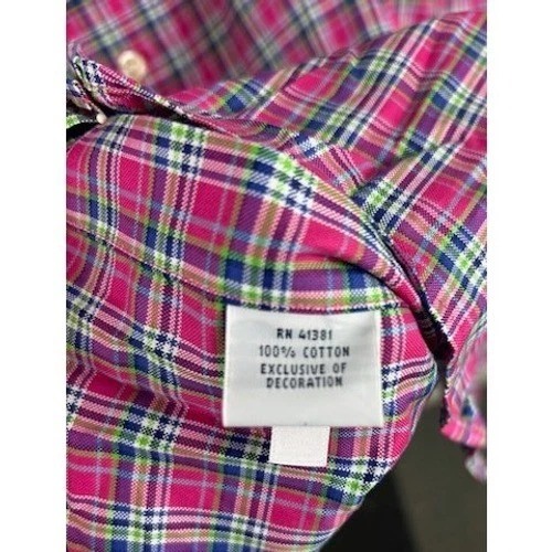 New Ralph Lauren Plaid Shirt Men's Size 4XB Pink Blue Classic Fit Button Down - Image 6