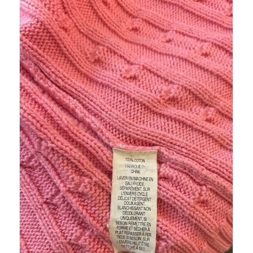 L.L.Bean Sweater Women's Size XL Pink Cable Knit Full Zip 100% Cotton Cardigan - Image 5