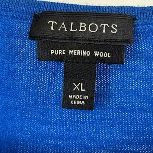 Talbots Sweater Women's Size XL Royal Blue Pure 100% Merino Wool Crew Neck - Image 4
