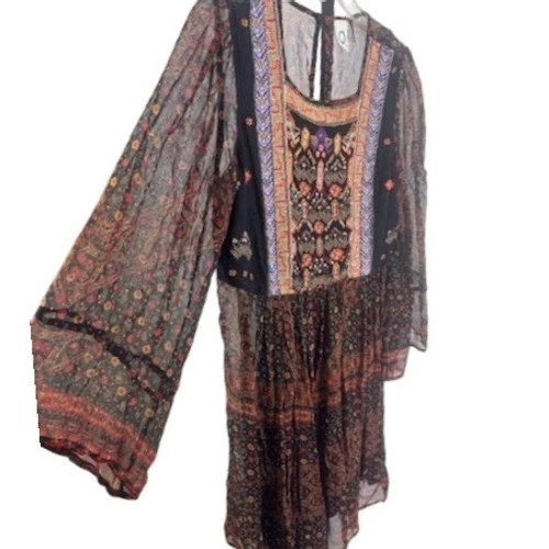 Akemi + Kin Anthropologie Dress Women's Size Small Boho Embroidered Bell Sleeve - Image 2