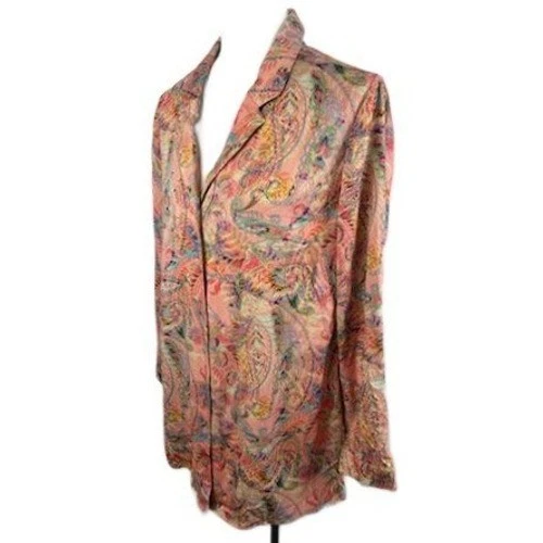 Soft Surroundings Paisley Floral Print Button Tunic Blouse Pinks Size - Image 2