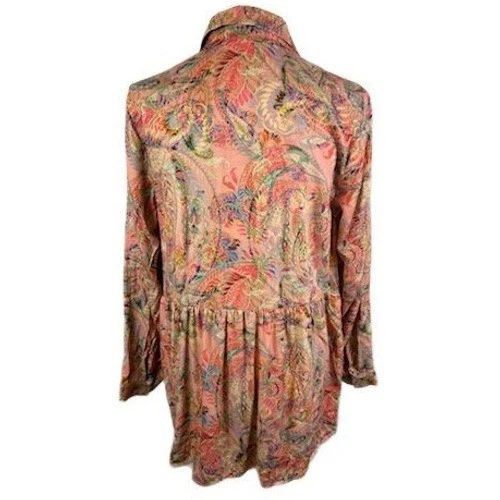 Soft Surroundings Paisley Floral Print Button Tunic Blouse Pinks Size - Image 3