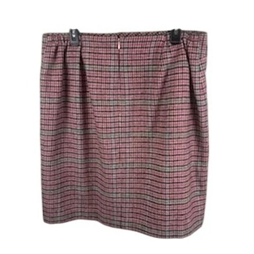 Talbots Woman Pink Gray Plaid Wool Blend Skirt Lined Career Classic Size 14W - Image 2
