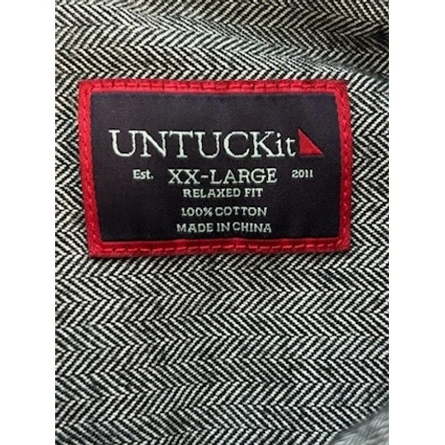 UNTUCKit Gray Herringbone Relaxed Fit Long Sleeve Button Down Shirt Size XXL - Image 3