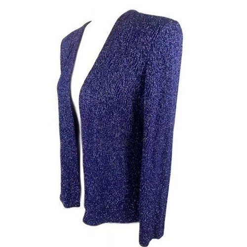 Alex Evenings Purple Sparkle Cardigan Cocktail Jacket Topper Size 8P Petite - Image 2